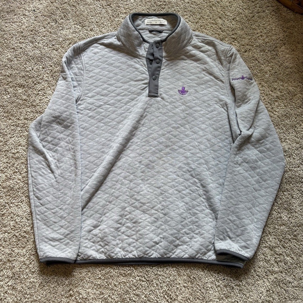 Holderness & Bourne Quilted Pullover Sweatshirt Men's XL Preppy Gray